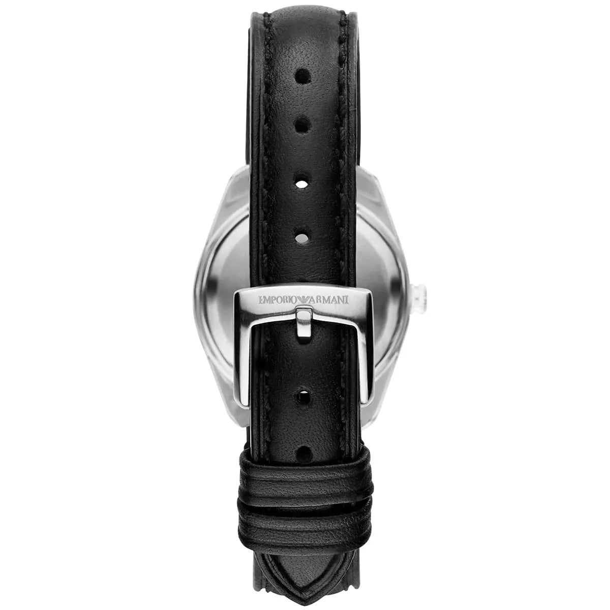Emporio Armani Analog White Dial Black Leather Strap Watch For Women - AR6026