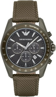 Emporio Armani Sigma Chronograph Gray Dial Green Nylon Strap Watch for Men - AR6130