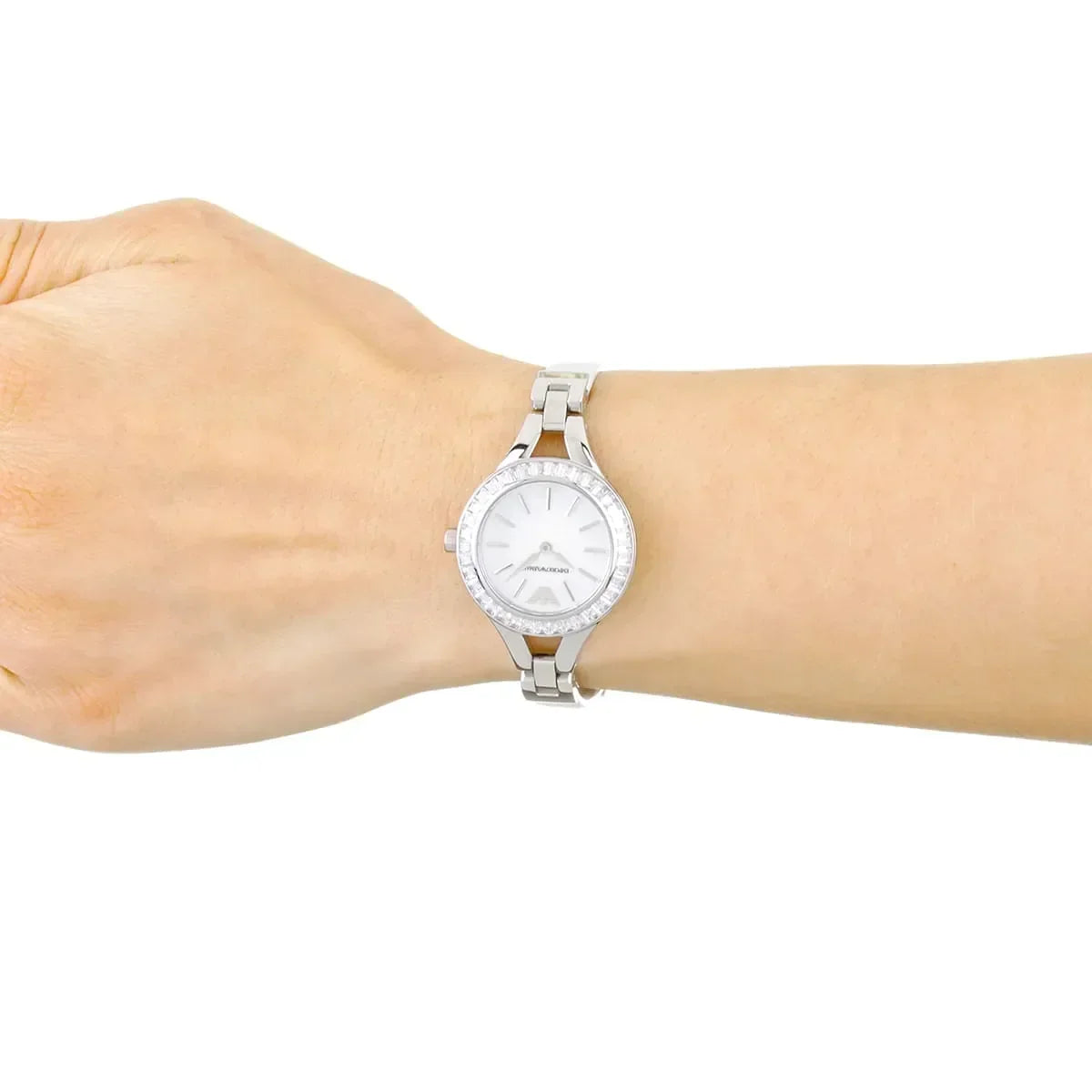 Emporio Armani Chiara Mother of Pearl Dial White Leather Strap Watch for Women - AR7353
