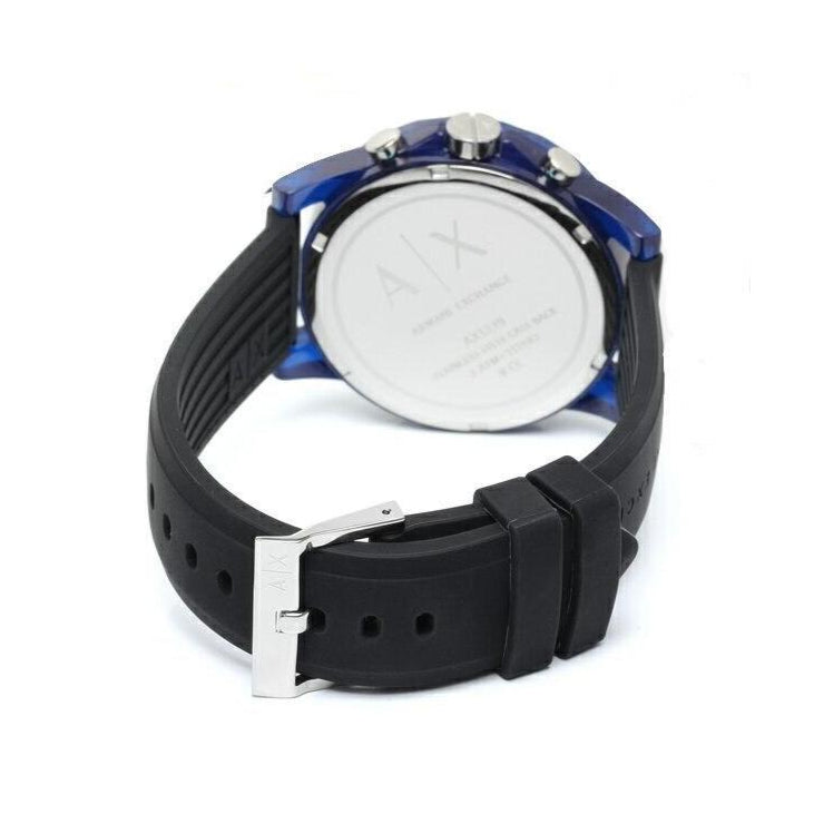 Armani Exchange Outerbanks Chronograph Black Dial Black Silicone Strap Watch For Men - AX1339