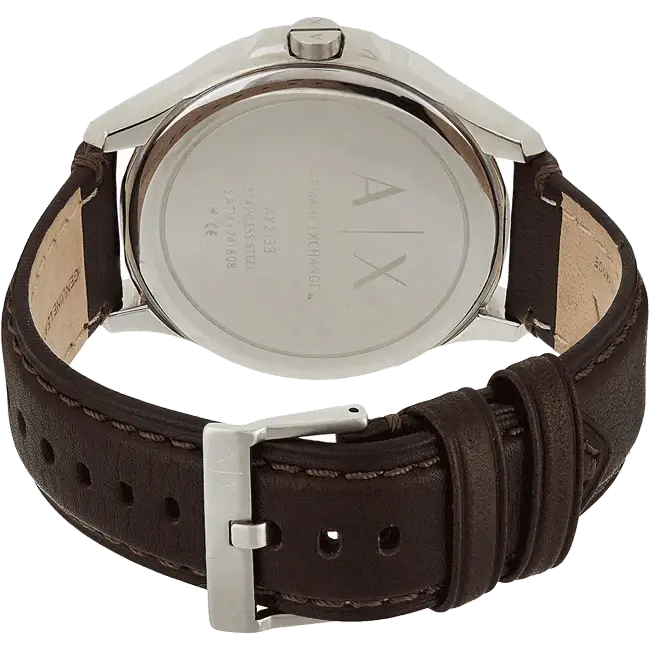 Armani Exchange Whitman Silver Dial Brown Leather Strap Watch For Men - AX2100