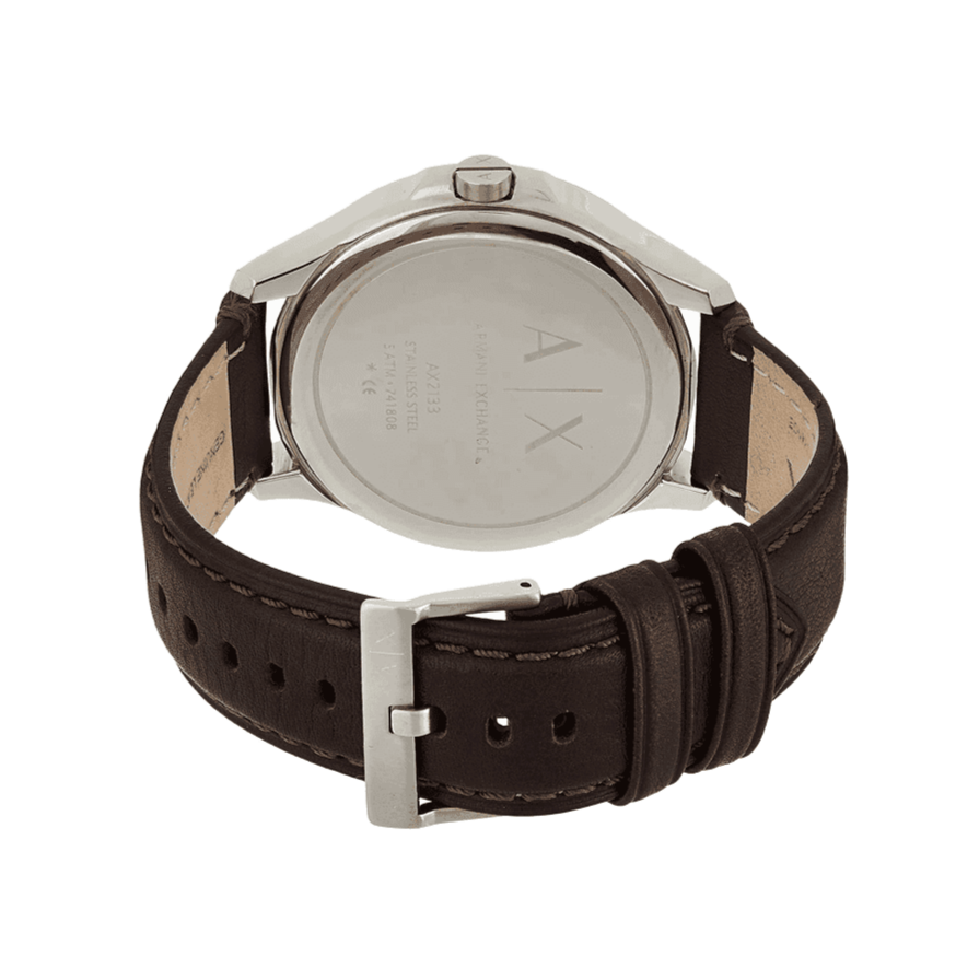 Armani Exchange Whitman Silver Dial Brown Leather Strap Watch For Men - AX2100