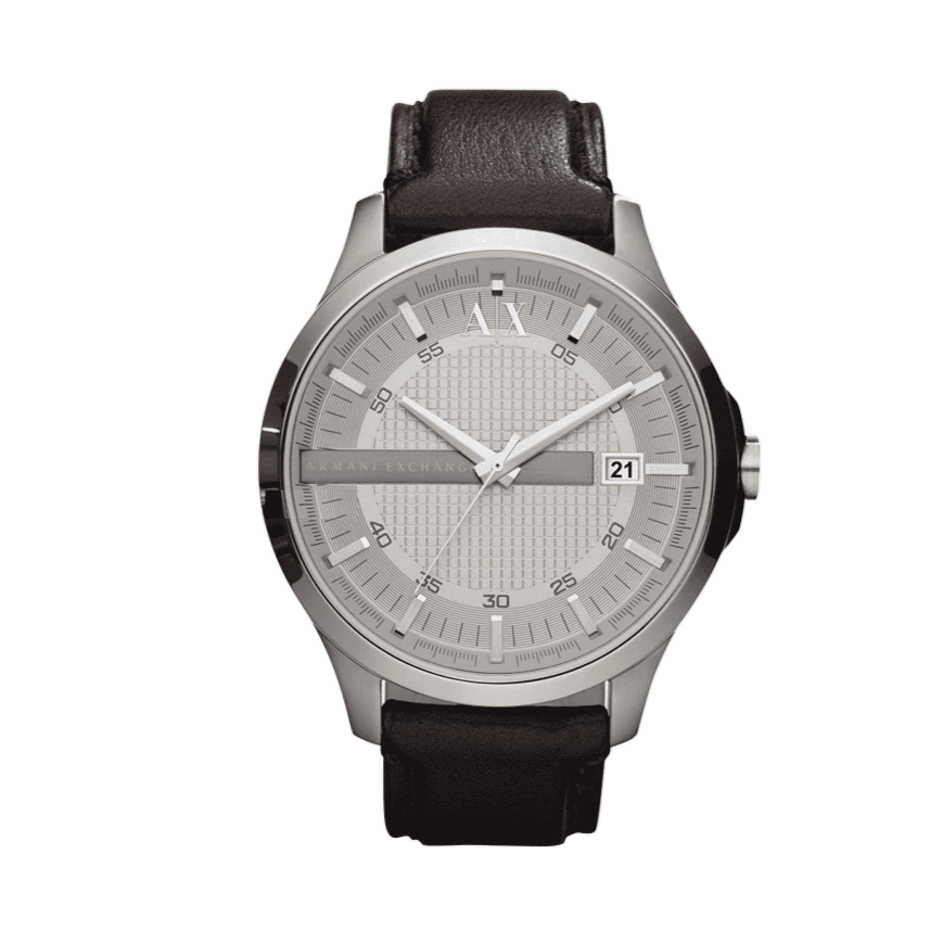Armani Exchange Whitman Silver Dial Brown Leather Strap Watch For Men - AX2100