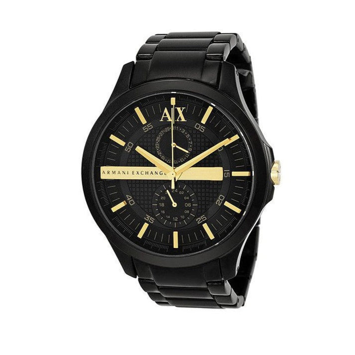 Armani Exchange Hampton Chronograph Black Dial Black Steel Strap Watch For Men - AX2121