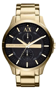 Armani Exchange Hampton Chronograph Black Dial Gold Steel Strap Watch For Men - AX2122