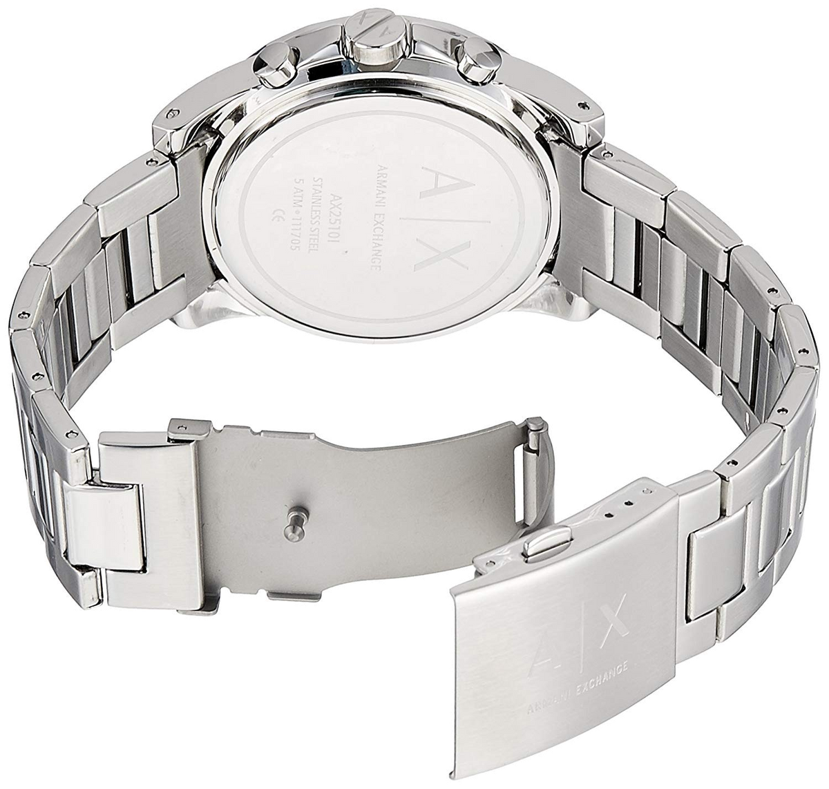 Armani Exchange Drexler Chronograph Black Dial Silver Steel Strap Watch for Men - AX2600