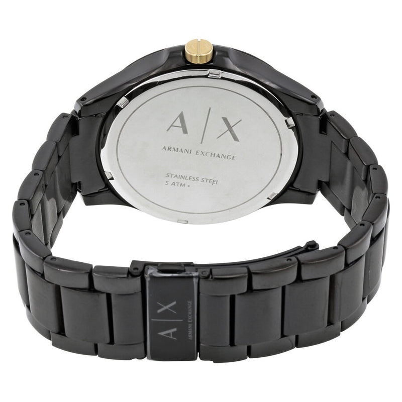 Armani Exchange Hampton Chronograph Black Dial Black Steel Strap Watch For Men - AX2121