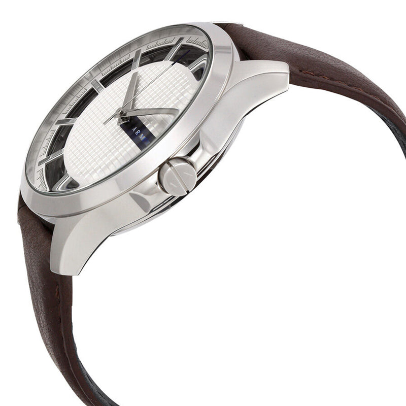 Armani Exchange Hampton Chronograph White Dial Brown Leather Strap Watch For Men - AX2187