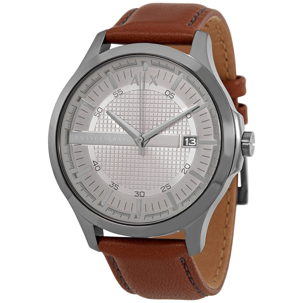 Armani Exchange Hampton Chronograph Grey Dial Brown Leather Strap Watch For Men - AX2414