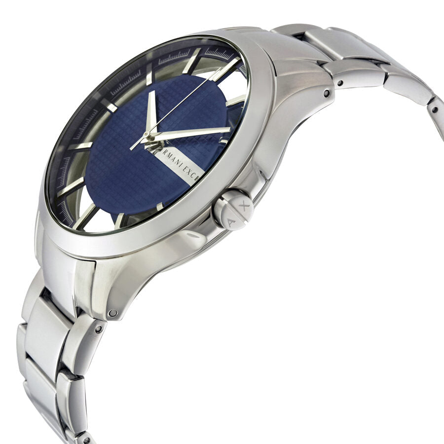 Armani Exchange Hampton Chronograph Blue Dial Silver Steel Strap Watch For Men - AX2178