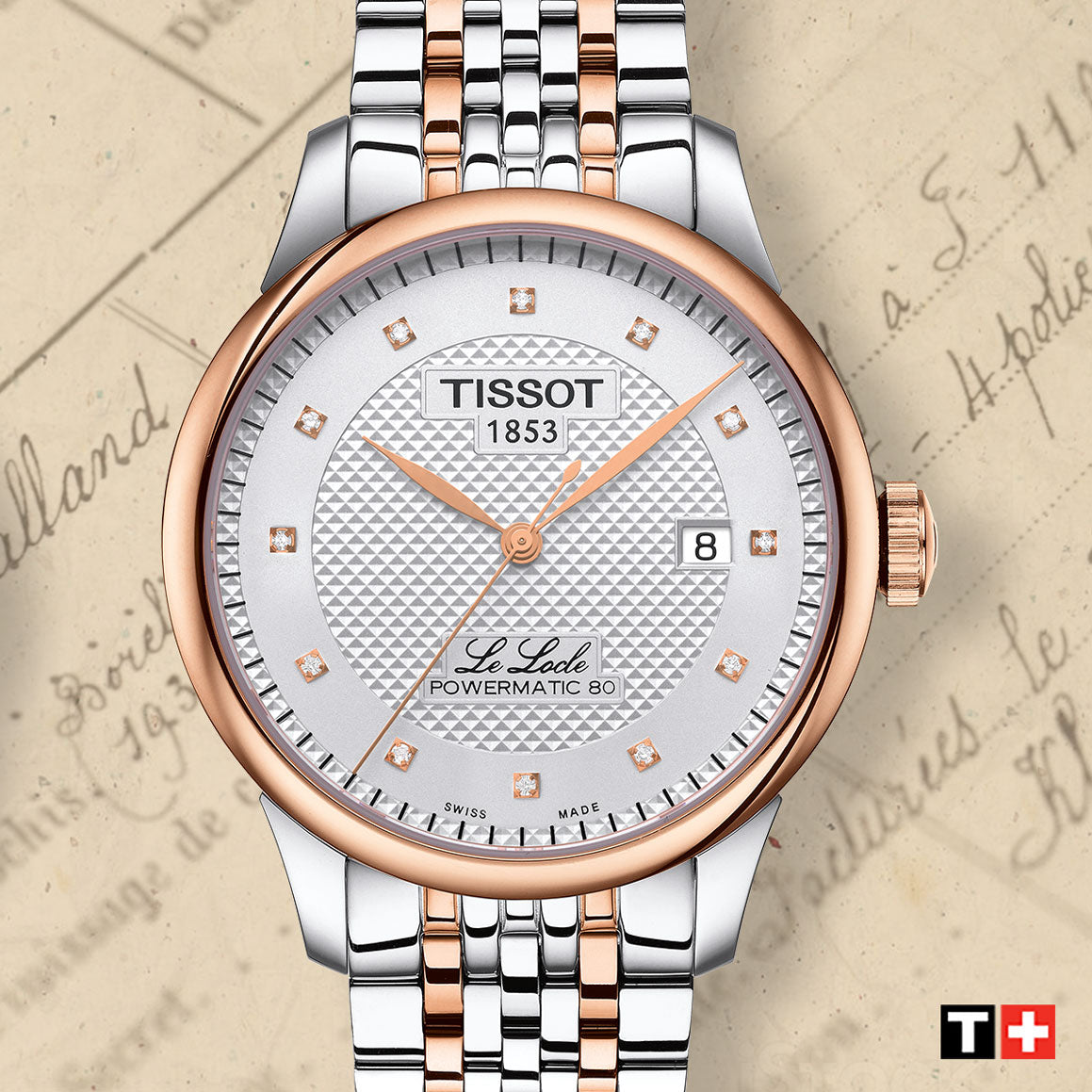 Tissot Le Locle Powermatic 80 Silver Dial Two Tone Steel Strap Watch For Men - T006.407.22.036.01