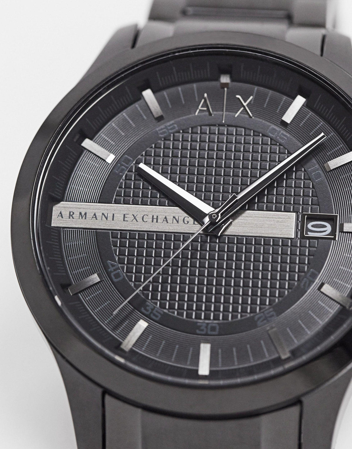Armani Exchange Hampton Chronograph Black Dial Black Steel Strap Watch For Men - AX2104