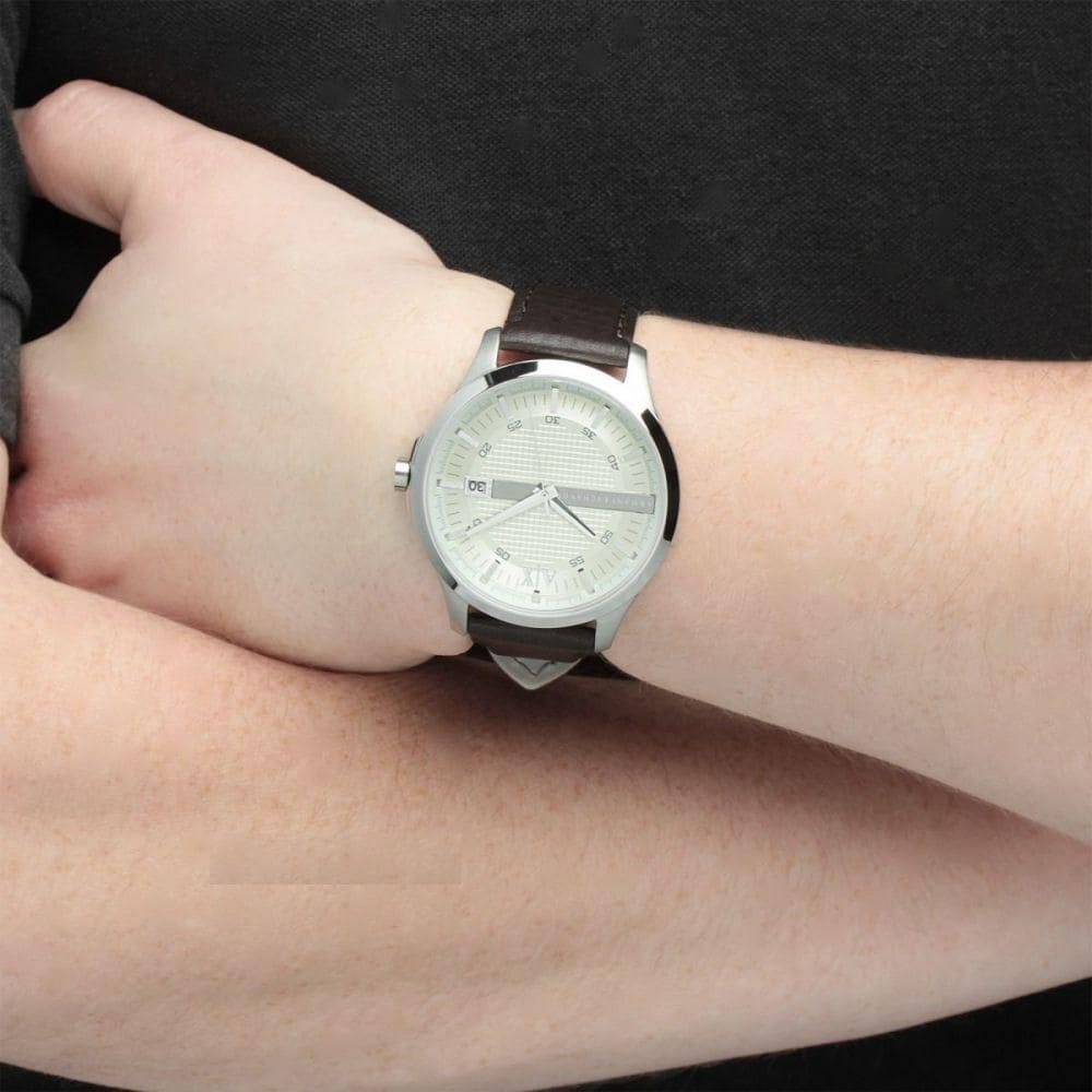 Armani Exchange Whitman Silver Dial Brown Leather Strap Watch For Men - AX2100