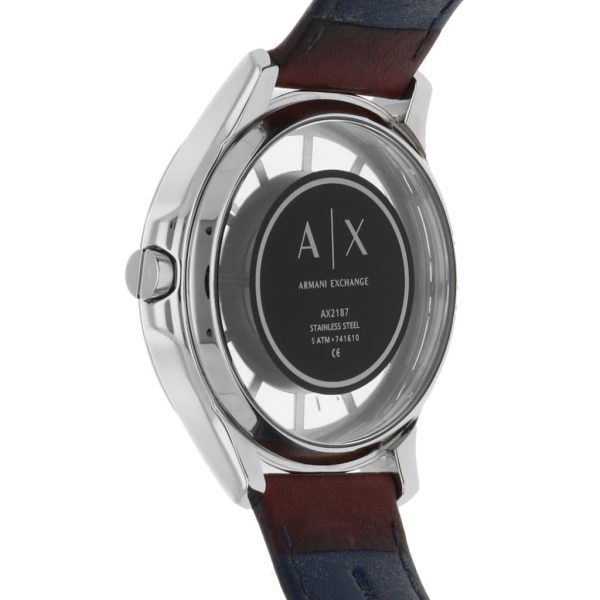 Armani Exchange Hampton Chronograph White Dial Brown Leather Strap Watch For Men - AX2187