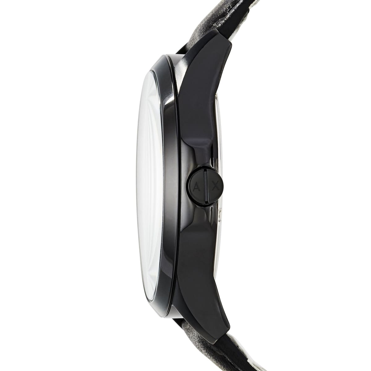 Armani Exchange Hampton Chronograph Black Dial Black Leather Strap Watch For Men - AX2400