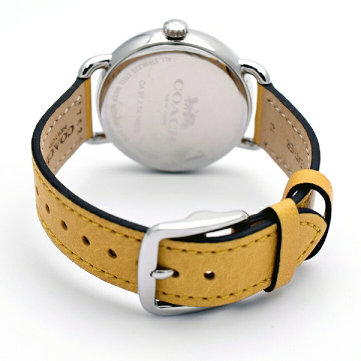 Coach Delancey White Dial Yellow Leather Strap Watch for Women - 14502882