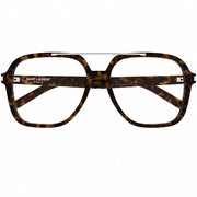 Saint Laurent Women SL 545 Geometric Aviator 002 Dark Havana Sunglasses