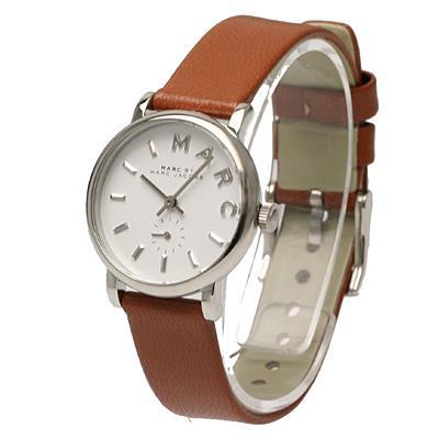 Marc Jacobs Baker White Dial Brown Leather Strap Watch for Women - MBM1270
