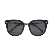 Chanel Women Classic Square Acetate Polarized Rhinestone Chanel Logo Black Sunglasses