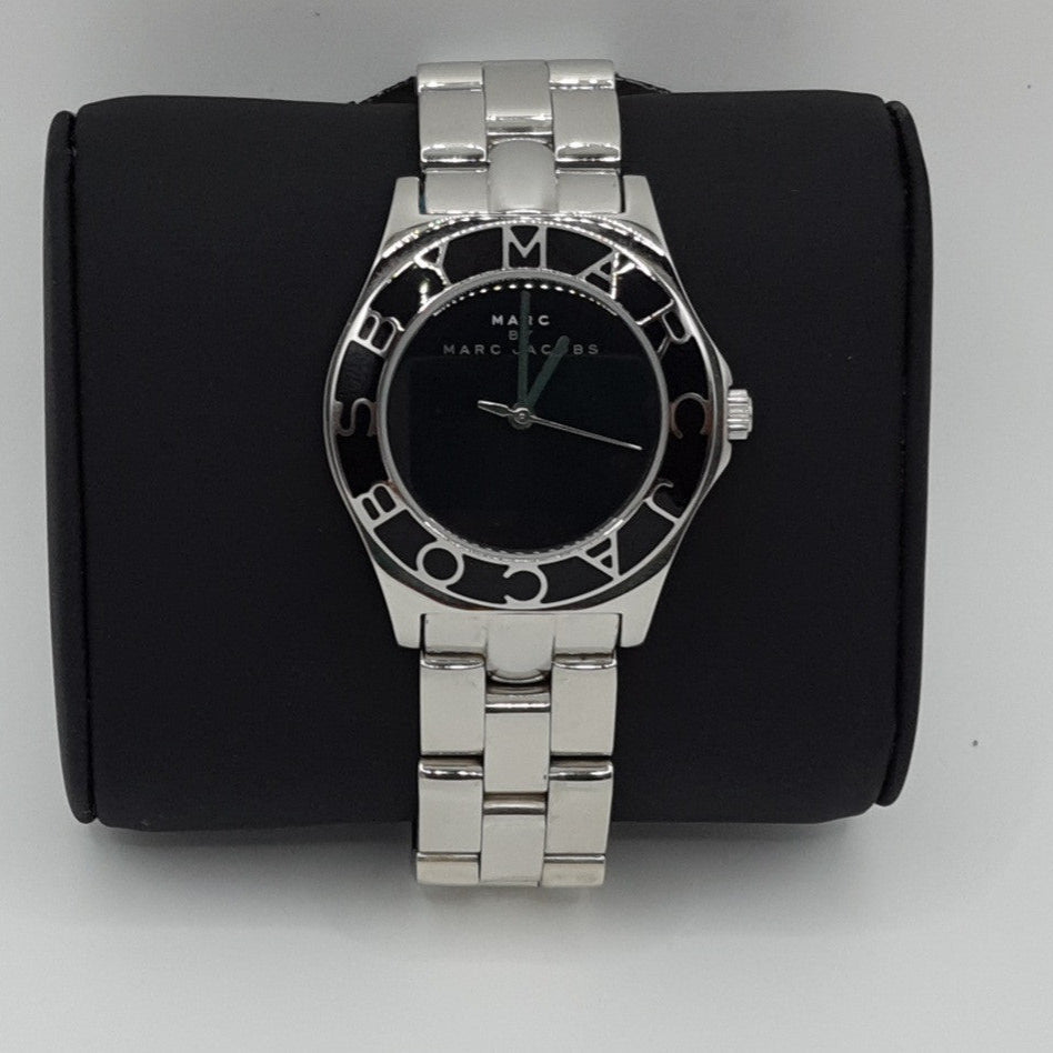 Marc Jacobs Blade Black Dial Silver Steel Strap Watch for Women - MBM3058