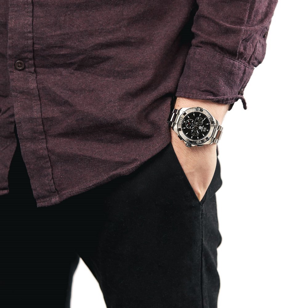 Tag Heuer Aquaracer Chronograph Black Dial Silver Steel Strap Watch for Men - CAY1110.BA0927