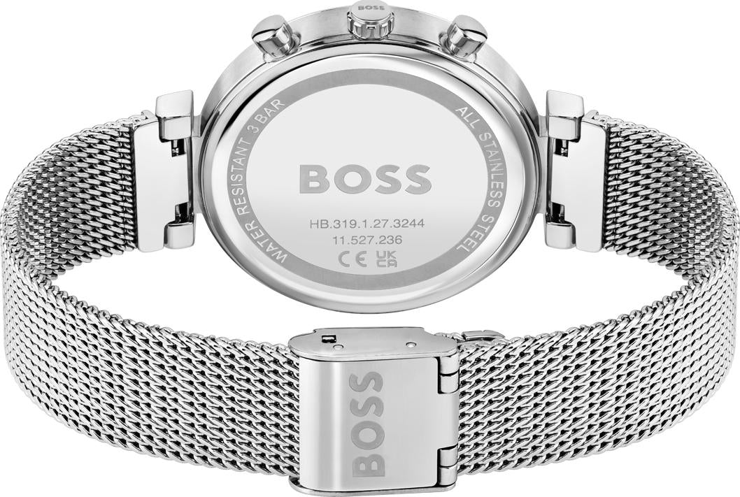 Hugo Boss Flawless Chronograph Pink Dial Silver Mesh Bracelet Watch for Women - 1502625
