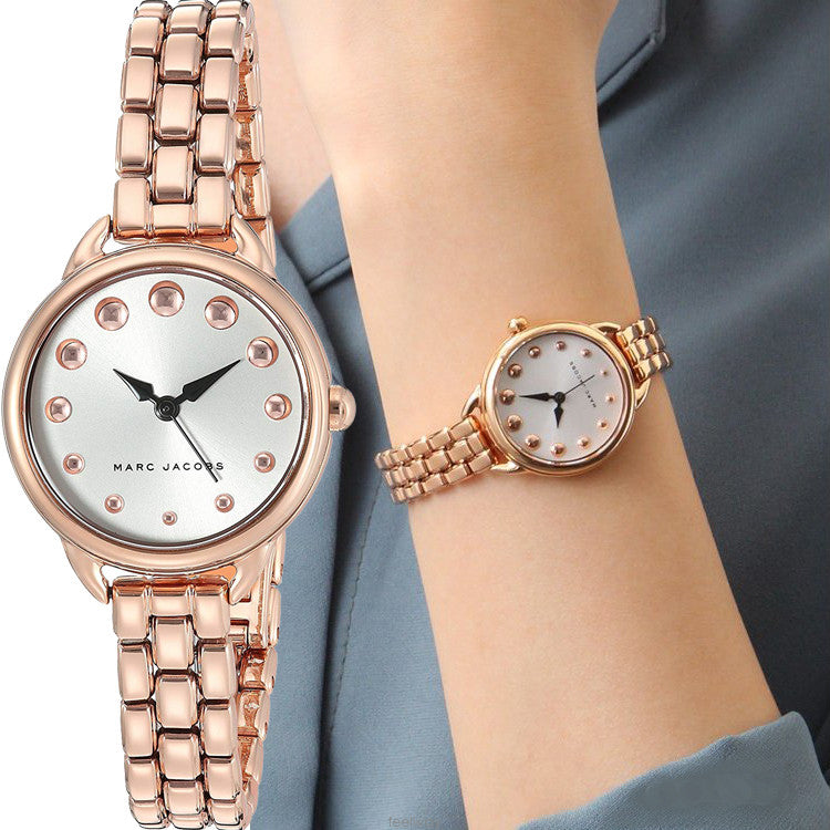 Marc Jacobs Betty White Dial Rose Gold Steel Strap Watch for Women - MJ3496