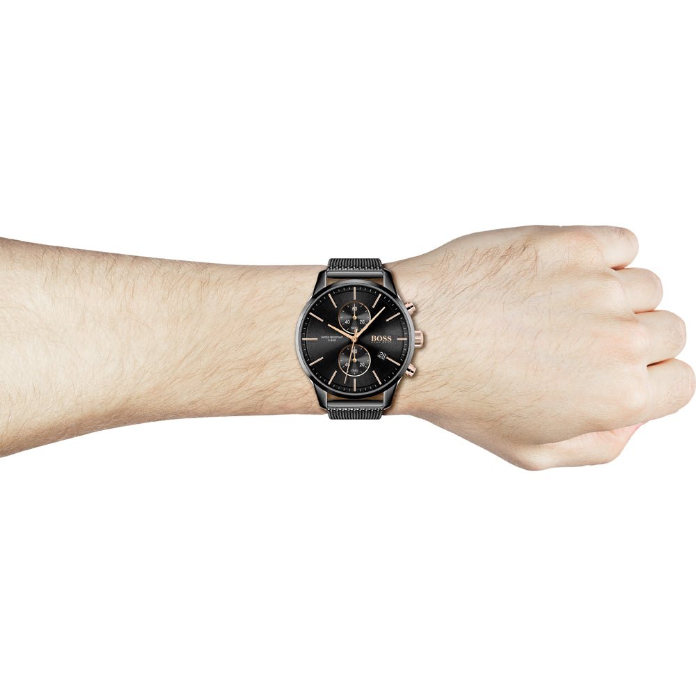 Hugo Boss Associate Chronograph Grey Dial Grey Mesh Bracelet Watch for Men - 1513870