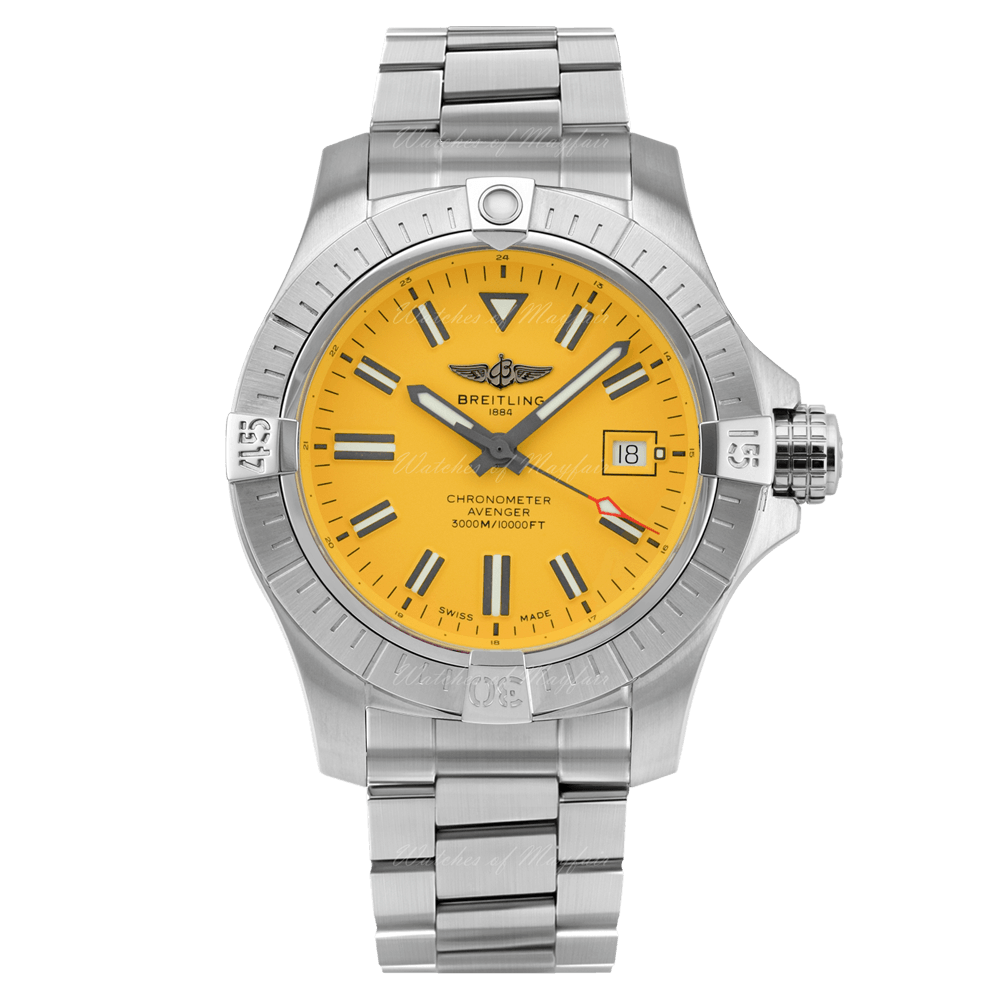 Breitling Avenger Automatic 45mm Seawolf Yellow Dial Silver Steel Strap Strap Watch for Men - A17319101/1A1