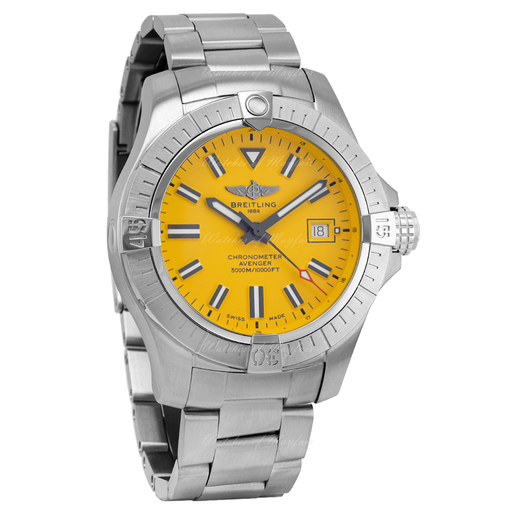 Breitling Avenger Automatic 45mm Seawolf Yellow Dial Silver Steel Strap Strap Watch for Men - A17319101/1A1