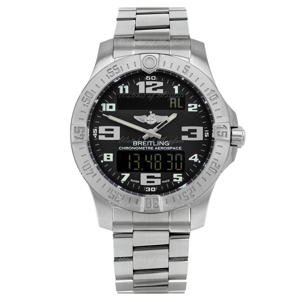 Breitling Aerospace Evo Black Dial Silver Steel Strap Watch for Men - E79363101B1E1