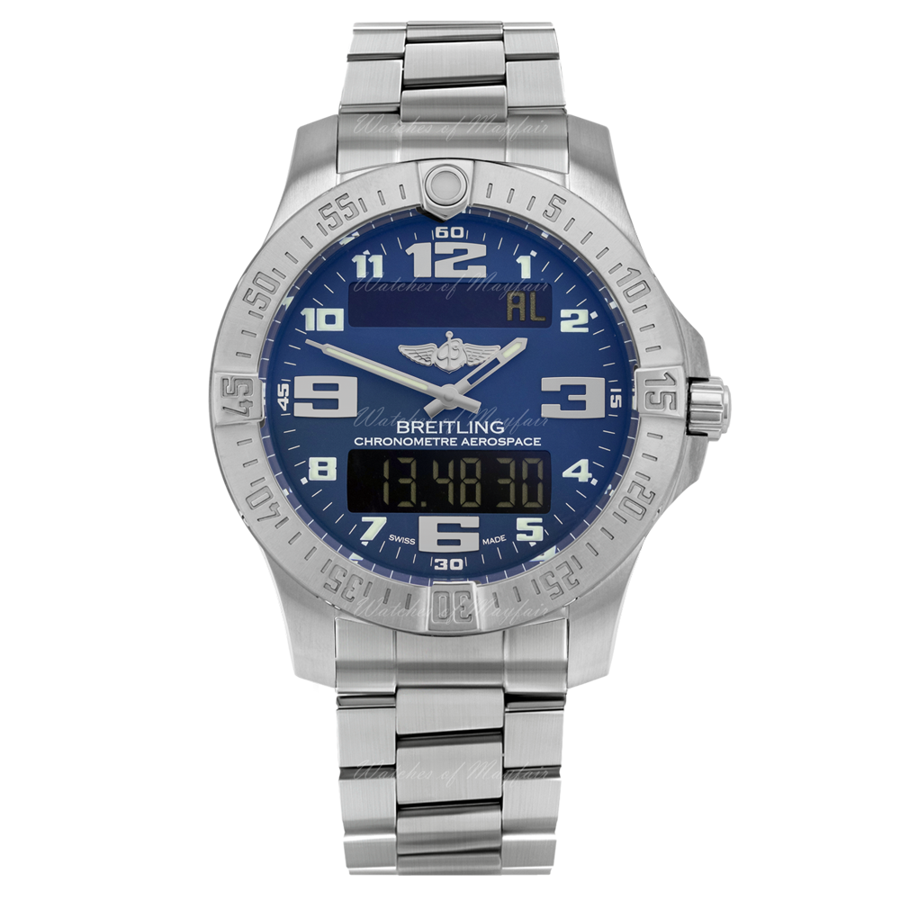 Breitling Aerospace Evo Blue Dial Silver Steel Strap Watch for Men - E79363101C1E1