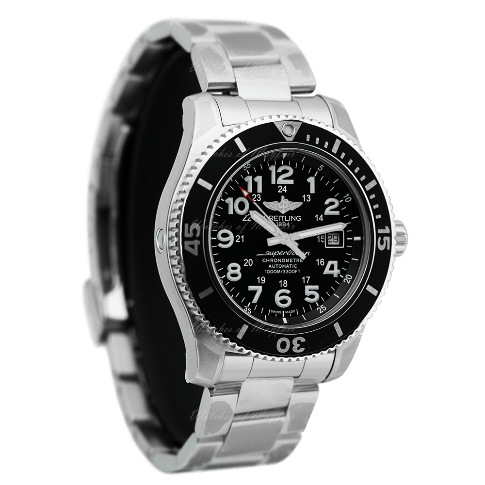 Breitling Superocean II 44mm Black Dial Black Steel Strap Watch for Men - A17392D71B1A1
