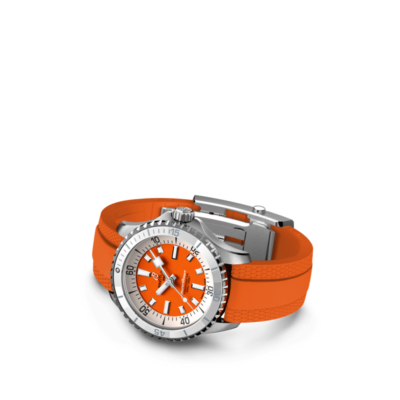 Breitling Superocean Automatic 36 Orange Dial Orange Rubber Strap Watch for Men - A17377211O1S1