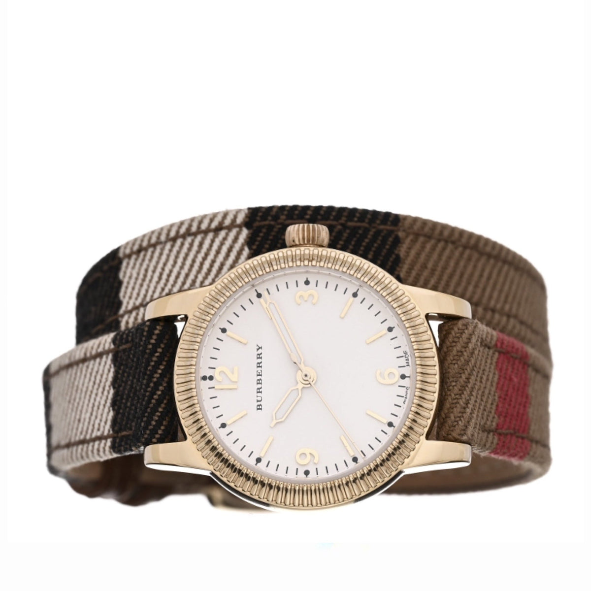 Burberry Utilitarian White Dial Multicolor Leather Strap Watch for Women - BU7851