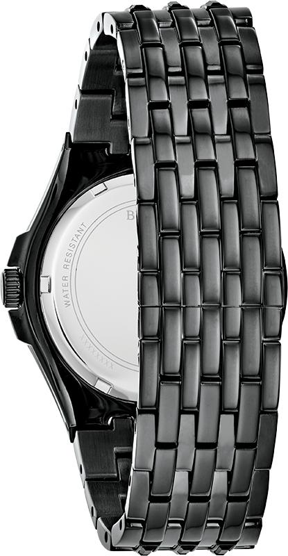 Bulova Crystal Collection Phantom Black Dial Black Steel Strap Watch for Men - 98A240