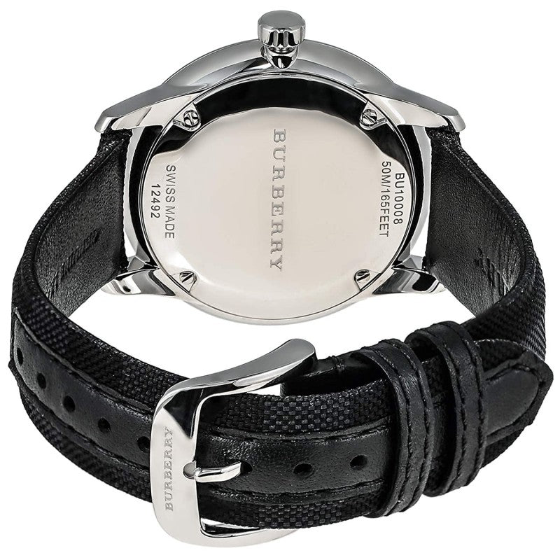 Burberry Classic Round Cream Dial Black Leather Strap Watch for Men - BU10008