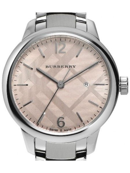 Burberry The Classic Pink Dial Silver Steel Strap Watch for Women - BU10111