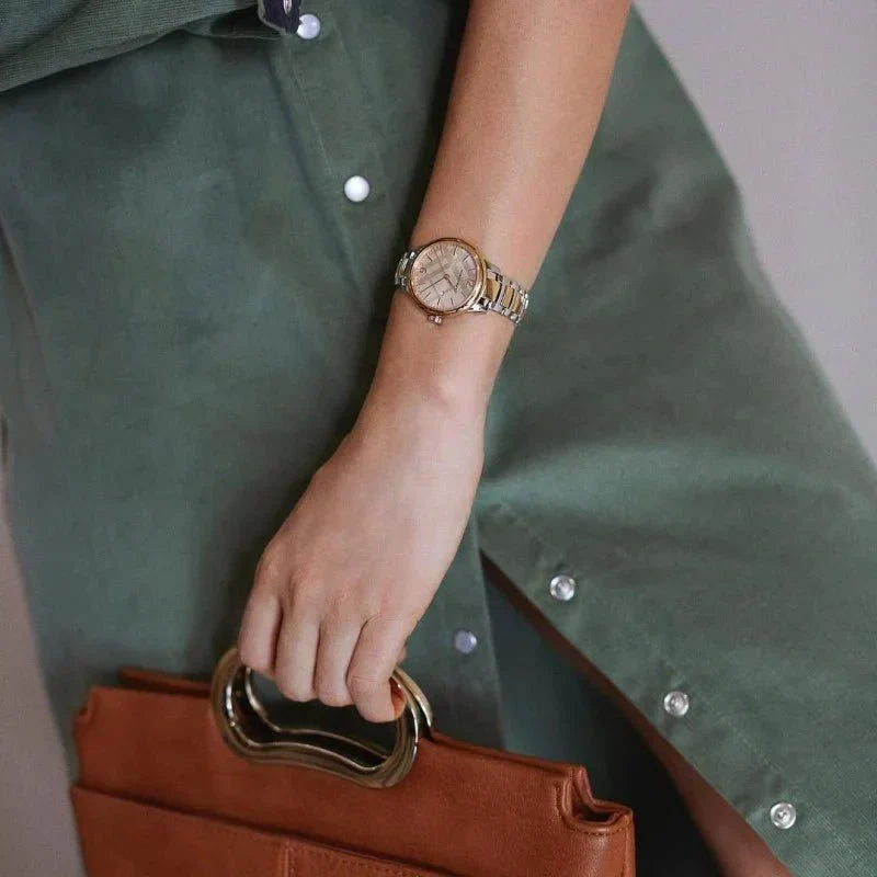 Burberry The Classic Rose Gold Dial Two Tone Steel Strap Watch for Women - BU10117