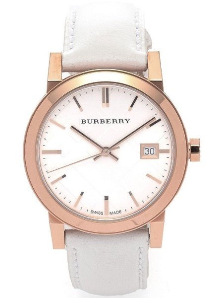 Burberry The City White Dial White Leather Strap Watch for Women - BU9209