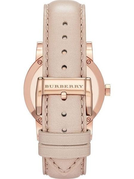 Burberry The City Diamonds Gold Dial Beige Leather Strap Watch for Women - BU9131