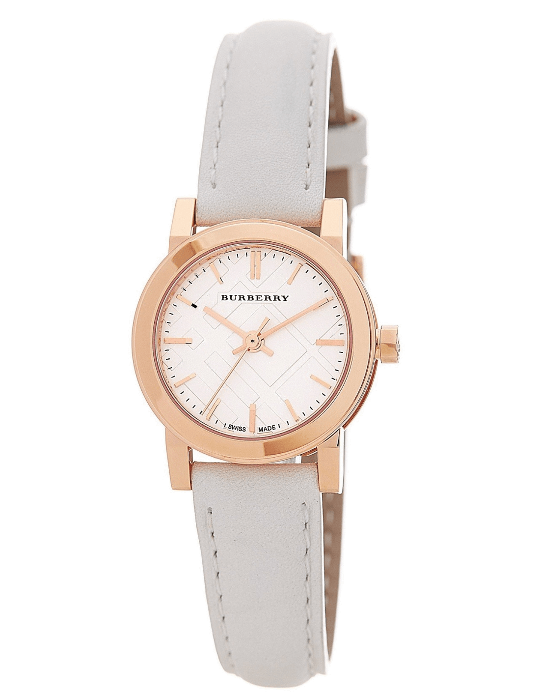 Burberry The City White Dial White Leather Strap Watch for Women - BU9209