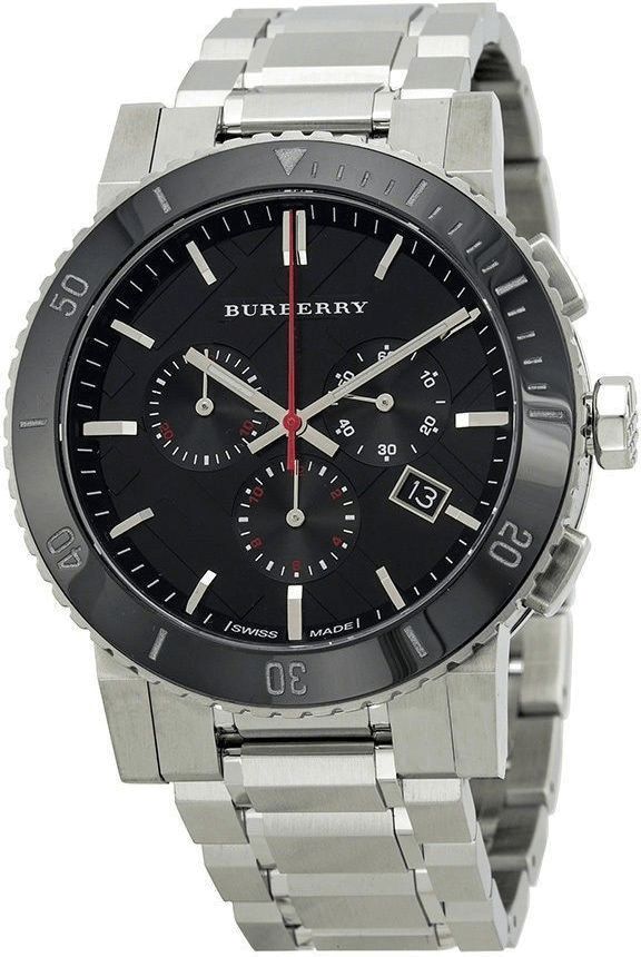 Burberry The City Black Dial Silver Steel Strap Watch for Men - BU9380