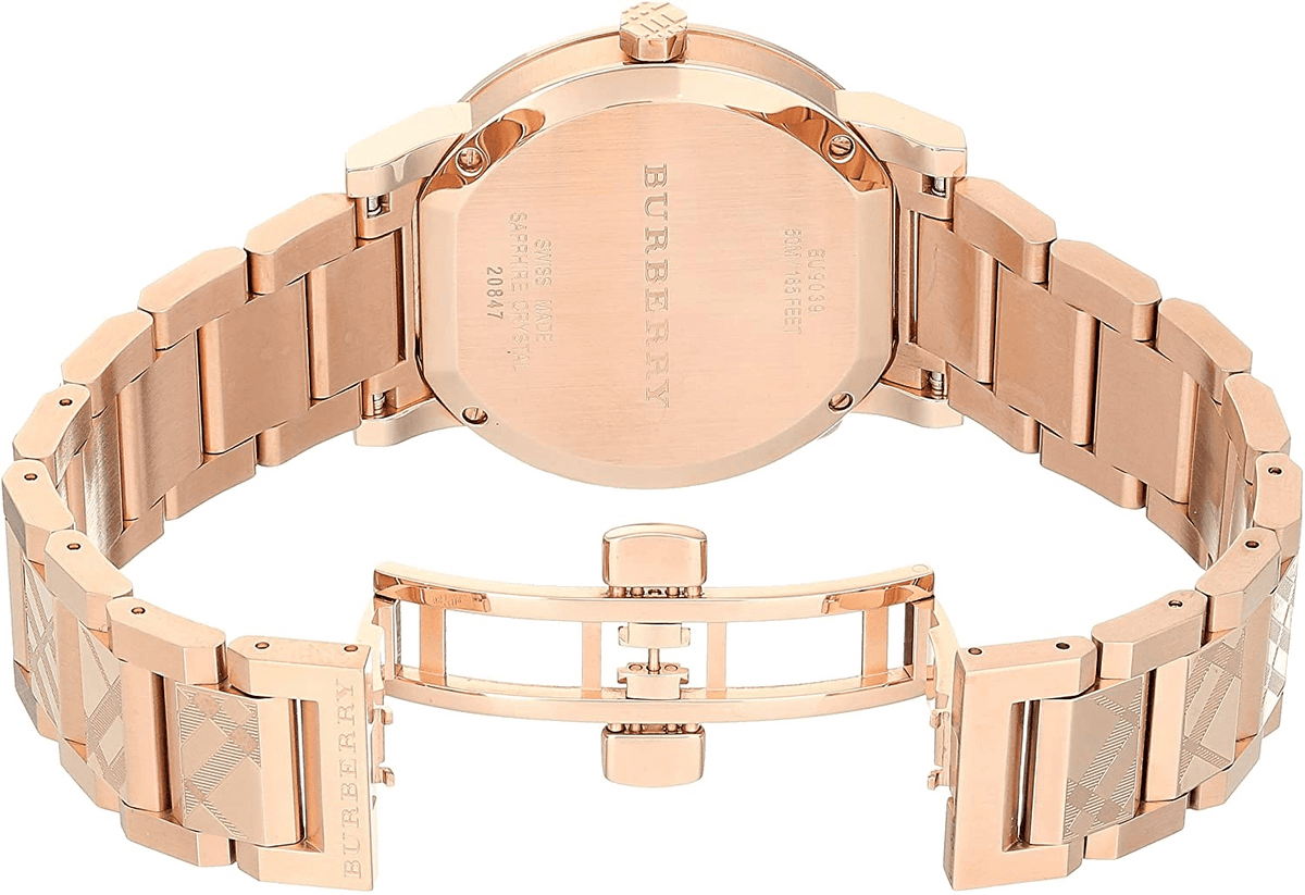 Burberry The City Rose Gold Dial Rose Gold Steel Strap Watch for Women - BU9039