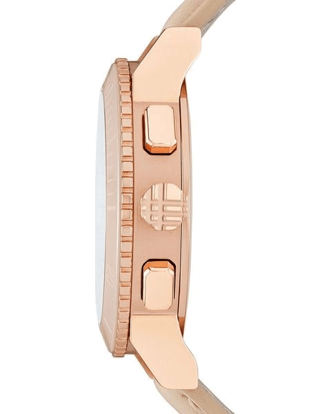 Burberry Chronograph Rose Gold Dial Beige Leather Strap Watch for Women - BU9704
