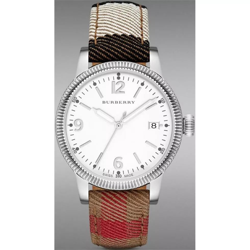 Burberry Utilitarian White Dial Multicolor Leather Strap Watch for Women - BU7824