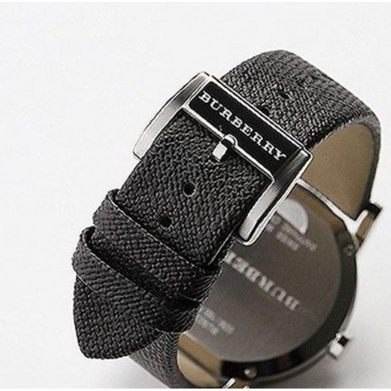 Burberry Heritage Grey Dial Black Leather Strap Watch for Men - BU9024