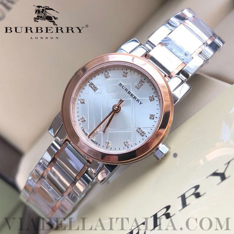 Burberry The City Silver Dial Two Tone Steel Strap Watch for Women - BU9214