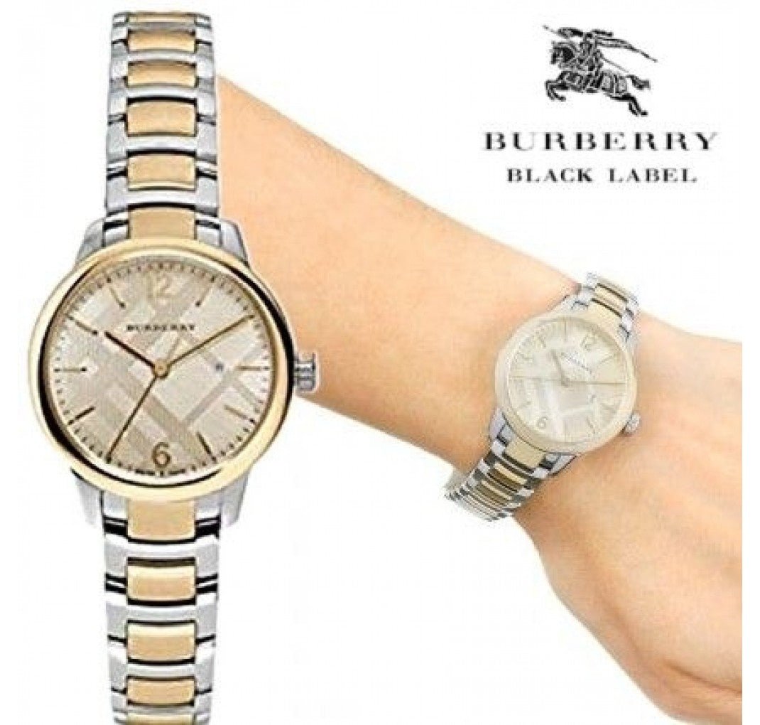Burberry The Classic Champagne Gold Dial Two Tone Steel Strap Watch for Women - BU10118