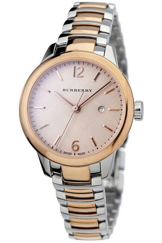 Burberry The Classic Rose Gold Dial Two Tone Steel Strap Watch for Women - BU10117